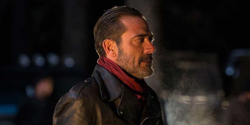 Jeffrey Dean Morgan nei panni di Negan in The Walking Dead Negan sul set di The Walking Dead