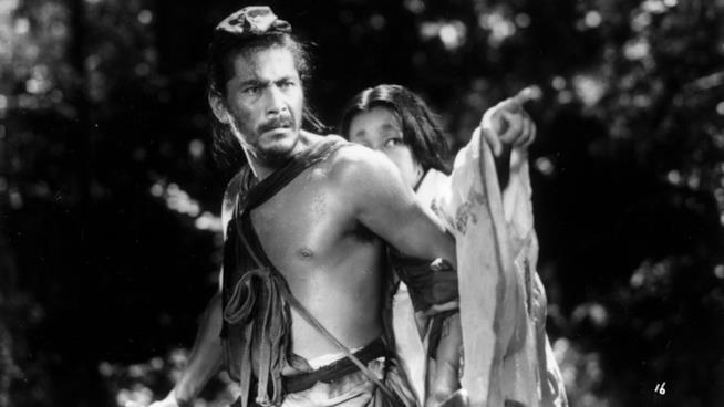 Una serie TV ispirata a Rashomon di Akira Kurosawa è al lavoro per Amblin Television Toshiro Mifune e Machiko Kyo in una scena di Rashomon (1950) di Akira Kurosawa