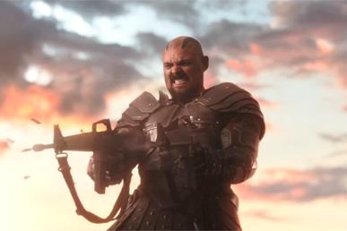 Karl Urban è Skurge (alias l'Esecutore) in Thor: Ragnarok Karl Urban in una scena di Thor: Ragnarok