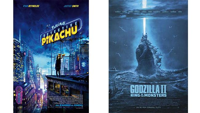 Pokémon - Detective Pikachu e Godzilla II - King of The Monsters - i poster dei film Pokémon - Detective Pikachu e Godzilla II - King of The Monsters - i poster dei due film