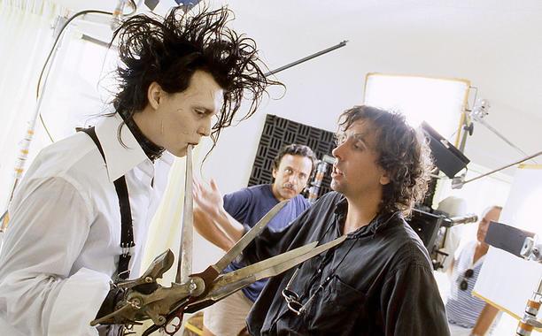 Tim Burton e Johnny Depp sul set di Edward Mani di Forbice Tim Burton e Johnny Depp