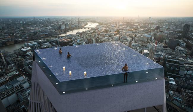 Infinity London: la piscina a sfioro su un grattacielo di 55 piani La piscina sul grattacielo a Londra