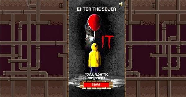 Il videogioco di IT porta nelle tubature di Pennywise Un istante del videogioco di Pennywise a 8-bit