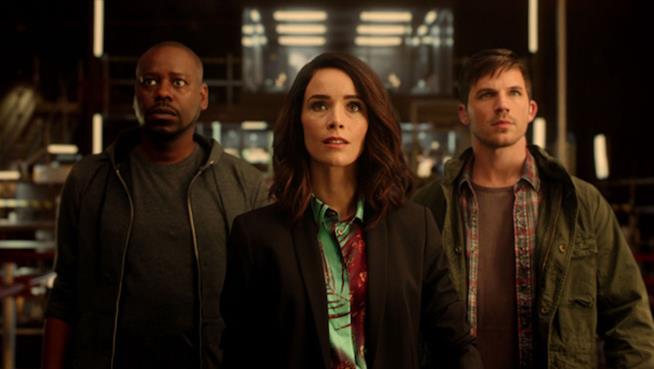 Timeless è stata cancellata Rufus, Lucy e Wyatt in Timeless