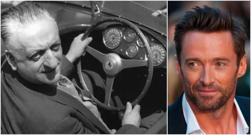 Hugh Jackman potrebbe sostituire Christian Bale nel biopic su Enzo Ferrari Un collage tra Enzo Ferrari e Hugh Jackman