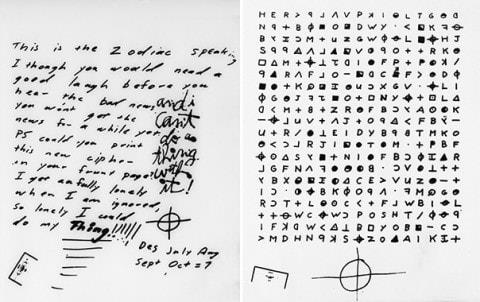 Una delle lettere di Zodiac ai giornali Una delle lettere di Zodiac