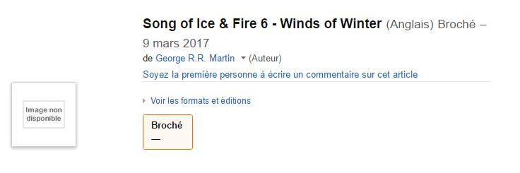 Winds of Winter la scheda francese La data di uscita di Winds of Winter