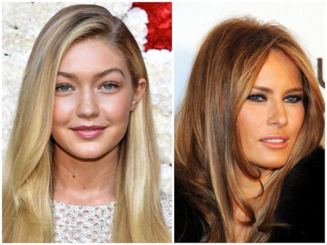 Gigi Hadid si scusa con Melania Trump per la sua imitazione Primo piano di Gigi Hadid e Melania Trump