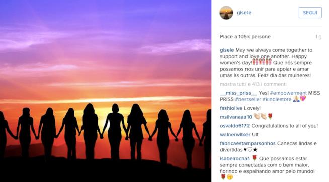 Le star rendono omaggio alla Festa della Donna sui social Il post pubblicato da Gisele Bundchen su Instagram