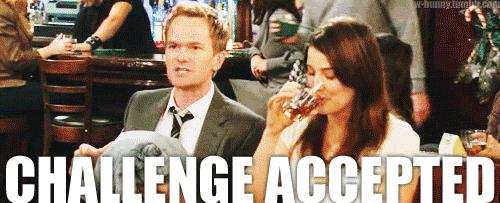 Challenge Accepted Barney accetta la sfida di fianco a Robin che beve whisky