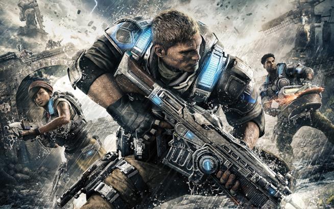 Gears of War 4, la demo in video dall'E3 2016 I tre protagonisti di Gears of War 4 nella cover del gioco per Xbox One e PC
