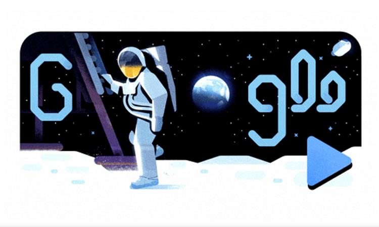 Google festeggia l'allunaggio con un Doodle speciale Il google doodle dello sbarco sulla luna