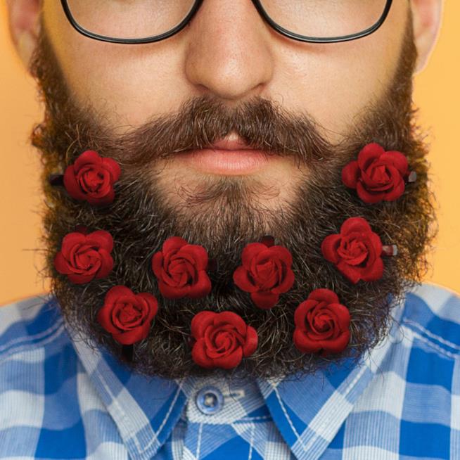 Barbe floreali fiori per decorare la barba a San Valentino Beard Bouquet