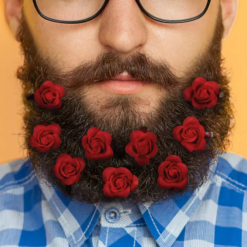 Barbe floreali fiori per decorare la barba a San Valentino Beard Bouquet
