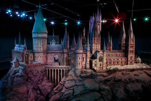 Modello del Castello di Hogwarts, Warner Bros. Studios Tour di Londra Primo piano del modellino del Castello di Hogwarts, Warner Bros. Studios Tour di Londra