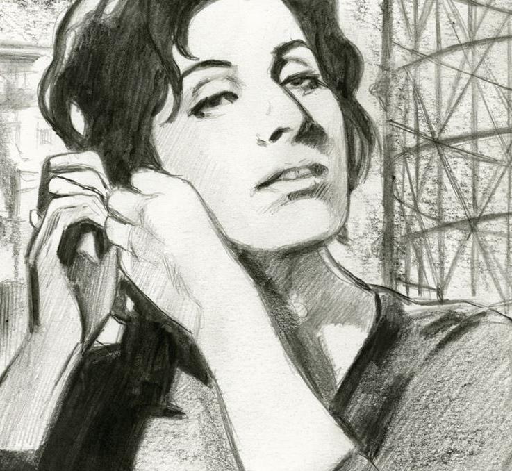 Un ritratto di Anna Magnani con alle spalle il Gazometro di Roma L'icona romana Anna Magnani in versione fumetto
