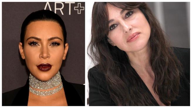 Kim Kardashian ritocca il selfie con Monica Bellucci Primo piano di Kim Kardashian e Monica Bellucci