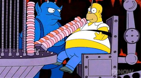 Homer costretto a mangiare ciambelle all'Inferno Homer turba il diavolo continuando a mangiare ciambelle all'infinito