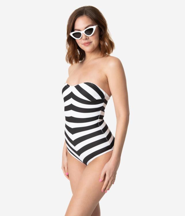 Costume Barbie Costume bianco e nero a strisce optical