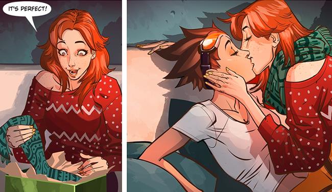 Tracer e la sua fidanzata Emily Tracer di Overwatch nel fumetto