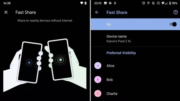 Fast Share visibilità Fast Sgare permette di selezionare a chi rendere visibile il dispositivo