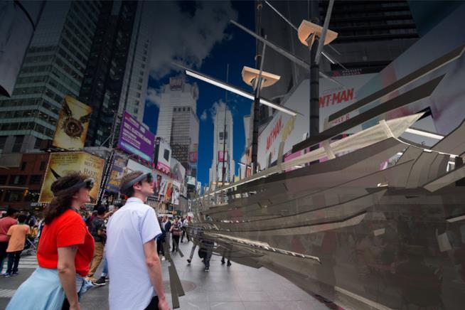 Mostra in realtà aumentata a New York sull'innalzamento del livello dei mari Un'immagine dalla mostra in realtà aumentata di New York
