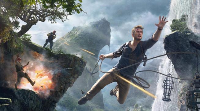 Uncharted 4, il titolo per PS4 è il più costoso di casa Sony Nathan Drake in una scena d'azione di Uncharted 4