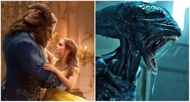 La Bella e la Bestia e altre foto di film in uscita nel 2017 Un collage tra La Bella e la Bestia e Alien: Covenant
