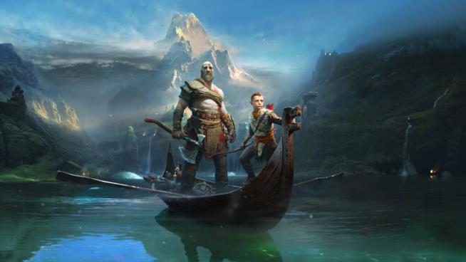 Nuove immagini mostrano personaggi e ambientazioni di God of War per PS4 Kratos e il figlio Atreus in un artwork del nuovo God of War