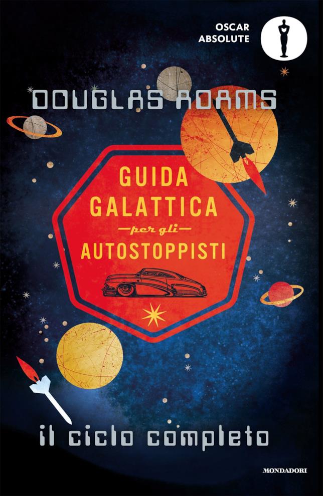 Guida galattica Copertina con l'universo e i suoi pianeti