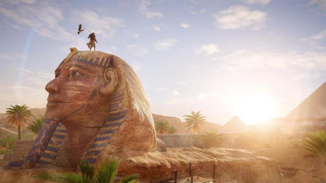 Ubisoft espande l'universo narrativo di Assassin's Creed Origins Il protagonista di Assassin's Creed Origins sulla Sfinge