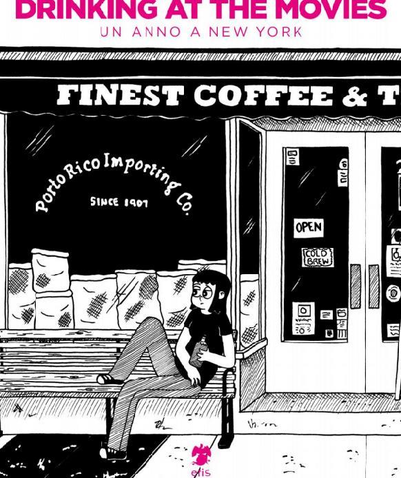 La copertina di Drinking at the movies di Julia Wertz La cover in bianco e never del fumetto di Julia Wertz