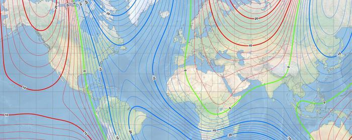 Il nuovo modello magnetico terrestre Una rappresentazione del nuovo modello magnetico terrestre