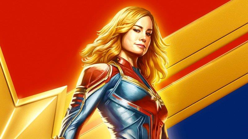 Captain Marvel, secondo Brie Larson il personaggio può sollevare il martello di Thor Un primo piano di Captain Marvel nel poster ufficiale del film