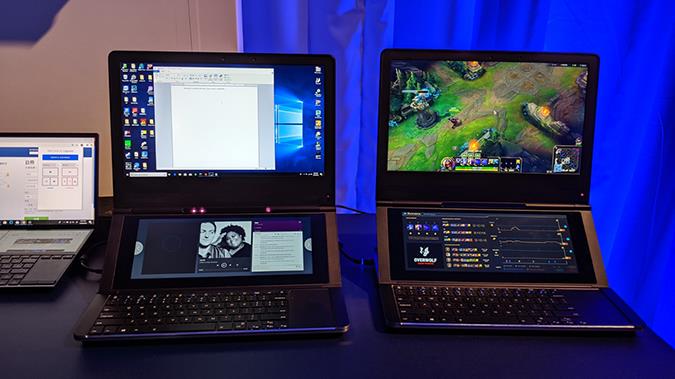 Intel, uno sguardo al futuro del gaming con il prototipo del laptop con doppio schermo Honeycomb Glacier di Intel al Computex 2019