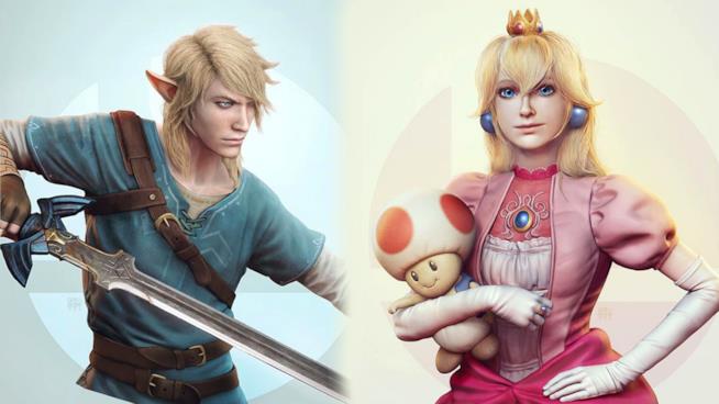 Art director di God of War immagina i protagonisti di Super Smash Bros. con grafica realistica Link e Peach immaginati dall'artista Raf Grassetti