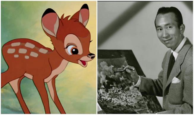 È morto Tyrus Wong, il creatore di Bambi Un collage di Bambi e il suo creatore Tyrus Wong