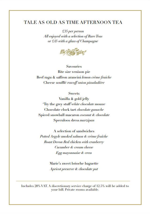 Il Menu Il Menu della merenda de La Bella e la Bestia