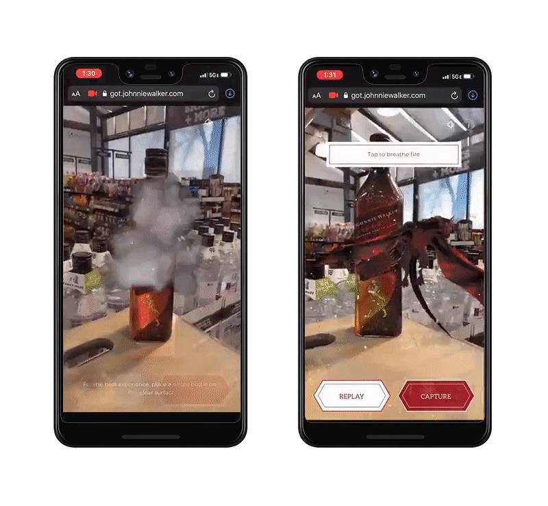 Johnnie Walker presenta le bottiglie in realtà aumentata di Game of Thrones La bottiglia Targaryen in AR di Johnnie Walker