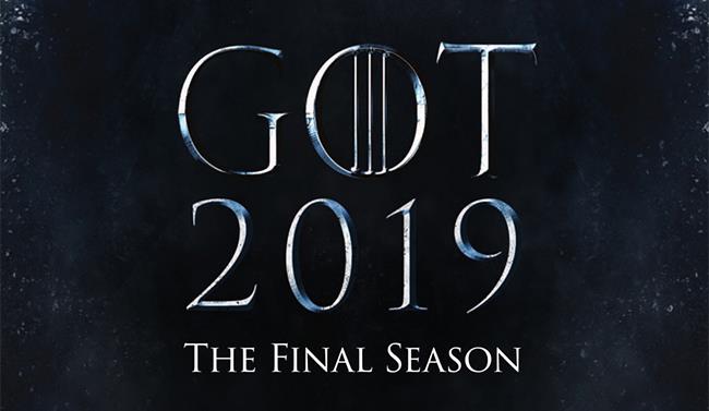 Il poster promozionale di GoT 8 Il poster di GoT 8 con il logo e l'anno 2019