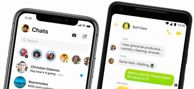 Facebook Messenger consente ora di eliminare i messaggi inviati per errore, ma solo entro 10 minuti Immagine stampa con Messenger in esecuzione su iOS e Android