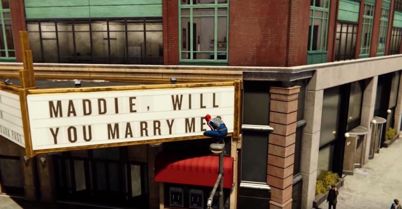 La proposta di matrimonio in Spider-Man usata da un altro fan, con esito positivo La proposta di matrimonio per Maddie in Spider-Man