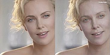 Charlize Theron è comunque una donna stupenda anche senza trucco Anche la bella Charlize può essere vittima di MakeApp