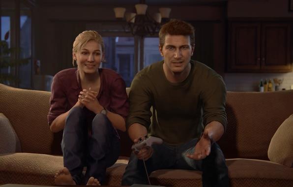 Nathan e Elena in Uncharted 4 Nathan e Elena giocano a Crash Badicoot in Uncharted 4