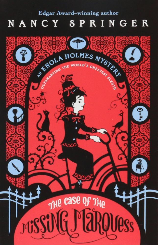I misteri di Enola Holmes La copertina del primo libro de I misteri di Enola Holmes