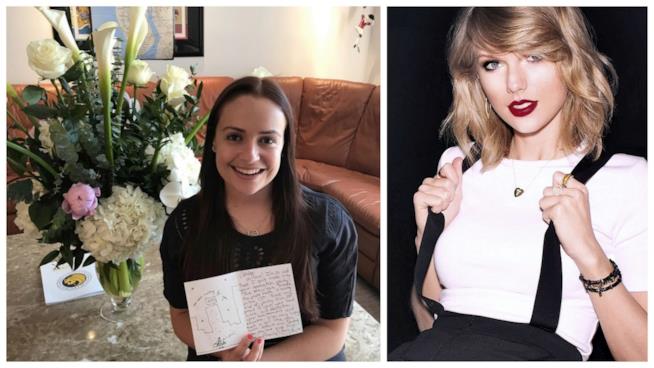 Taylor Swift omaggia una fan per il suo diploma Primo piano di Taylor Swift e la sua fan neo diplomata