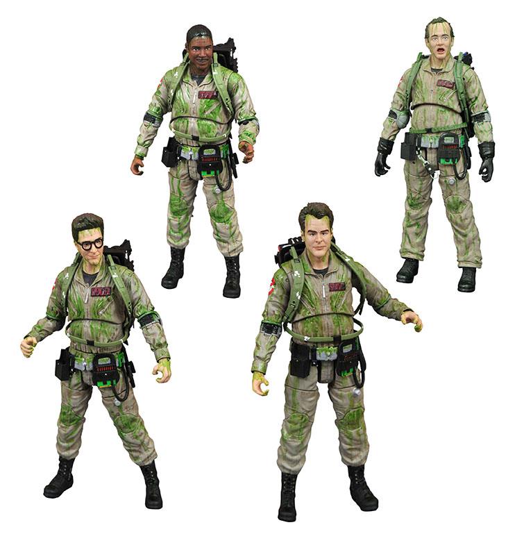 Le action figure di Diamond Select Toys in omaggio al 35esimo anniversario di Ghostbusters Gli Acchiappafantasmi Peter, Ray, Egon e Winston in versione action figure ricoperti di melma ectoplasmatica