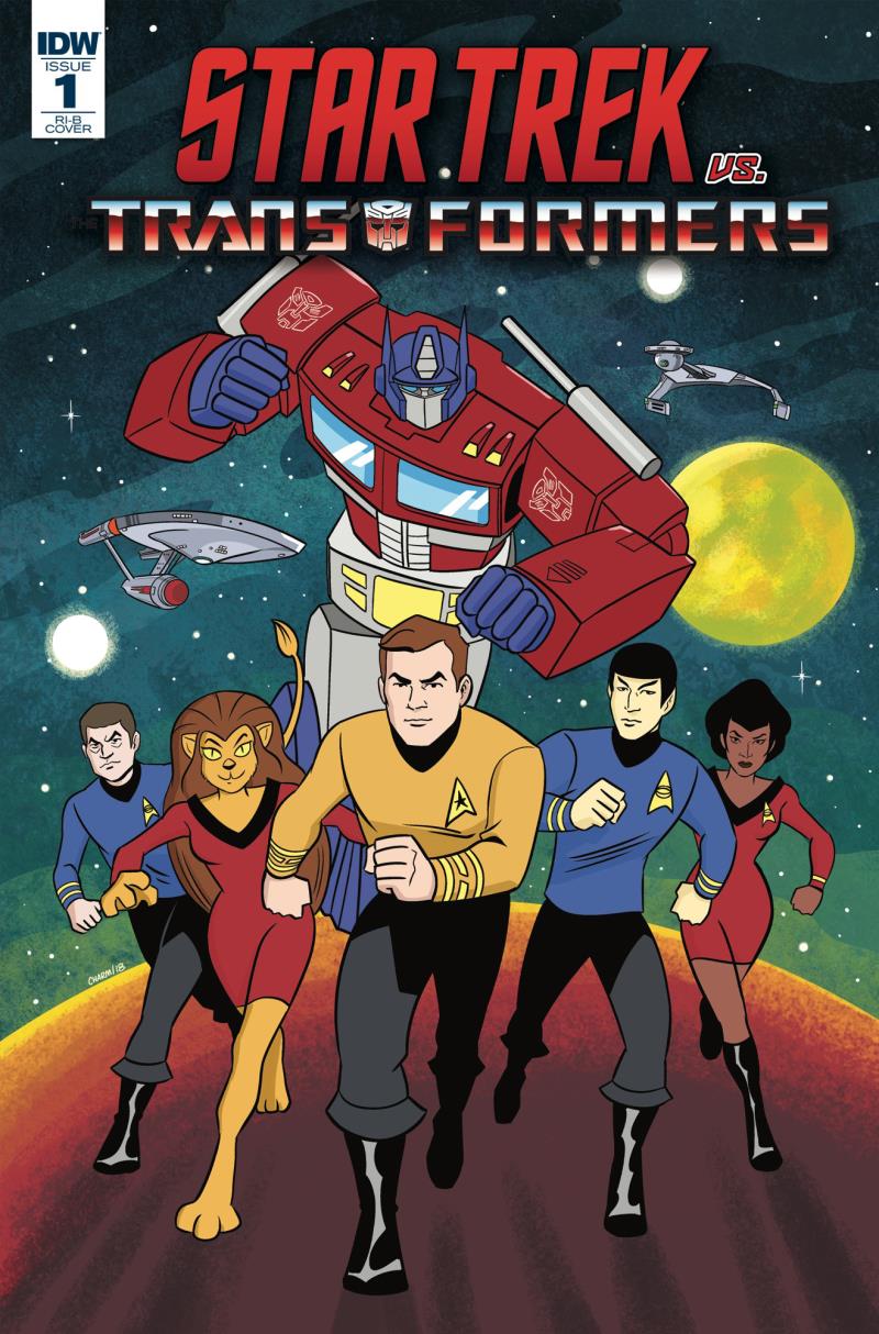 Copertina del primo numero del crossover Star Trek vs Transformers Copertina crossover Star Trek vs Transformers