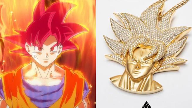 Dragon Ball: la collana dedicata a Goku in oro e diamanti Goku Super Saiyan God e la collana ispirata al personaggio
