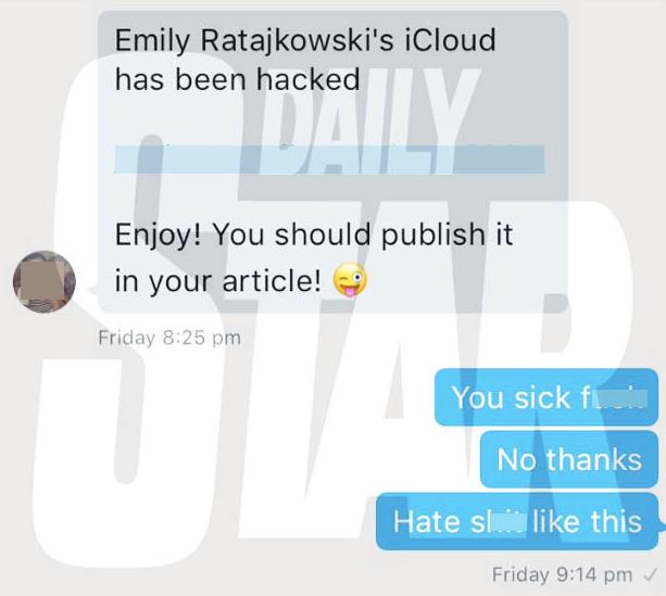 Emily Ratajkowski di nuovo vittima degli hacker Il tweet che Helen Wood ha ricevuto dall'hacker